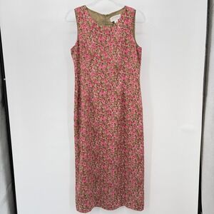 Vtg Casual Corner Floral Dress Sleeveless Pink Midi‎ Sz 8P MP Cottage Y2K Fairy